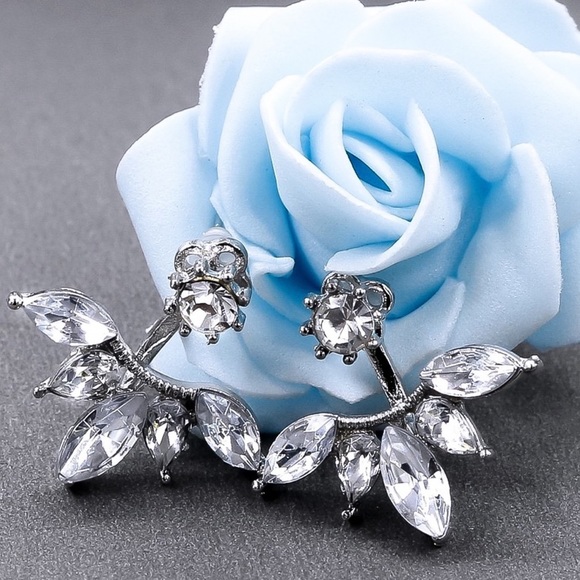 Silver Crystal Stud Earrings & Jackets - Picture 4 of 7